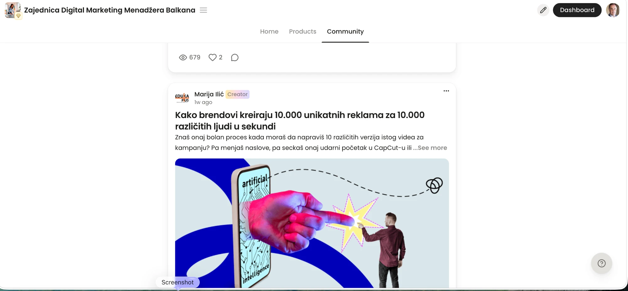 Home feed — najnoviji postovi